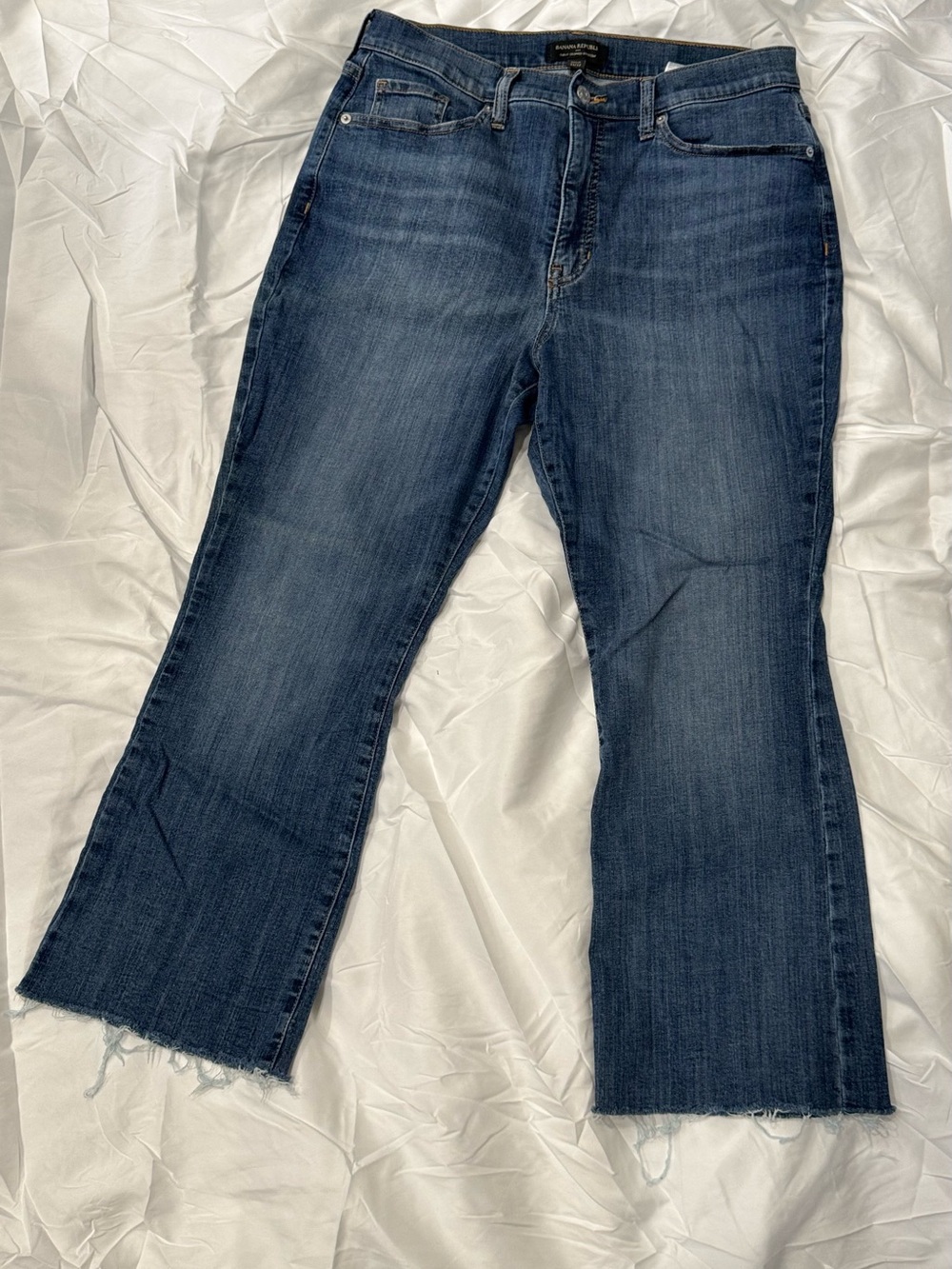 Banana Republic Dark Blue Cropped Frayed Hem Jeans